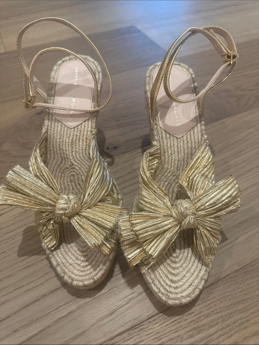 Loeffler Randall Gold Bow Espadrille Wedges